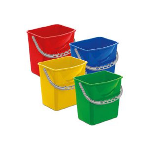 Geltonas 5 litrų plastikinis kibirėlis su plastikine rankena