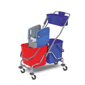 Chromuotas 2x18l kibirų vežimėlis