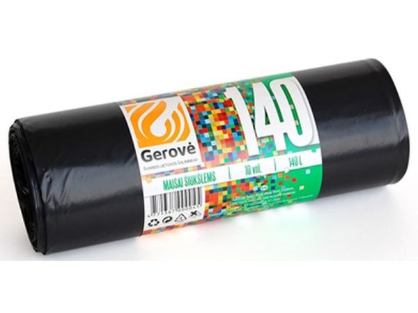 Šiukšlių maišai, juodos spalvos, 140L / 10 vnt