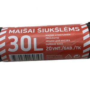 Maišai šiukšlėms 30L/20 vnt, HDPE, 8 mkr