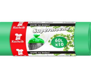 Maišai šiukšlėms žali 60 l, 10 vnt.