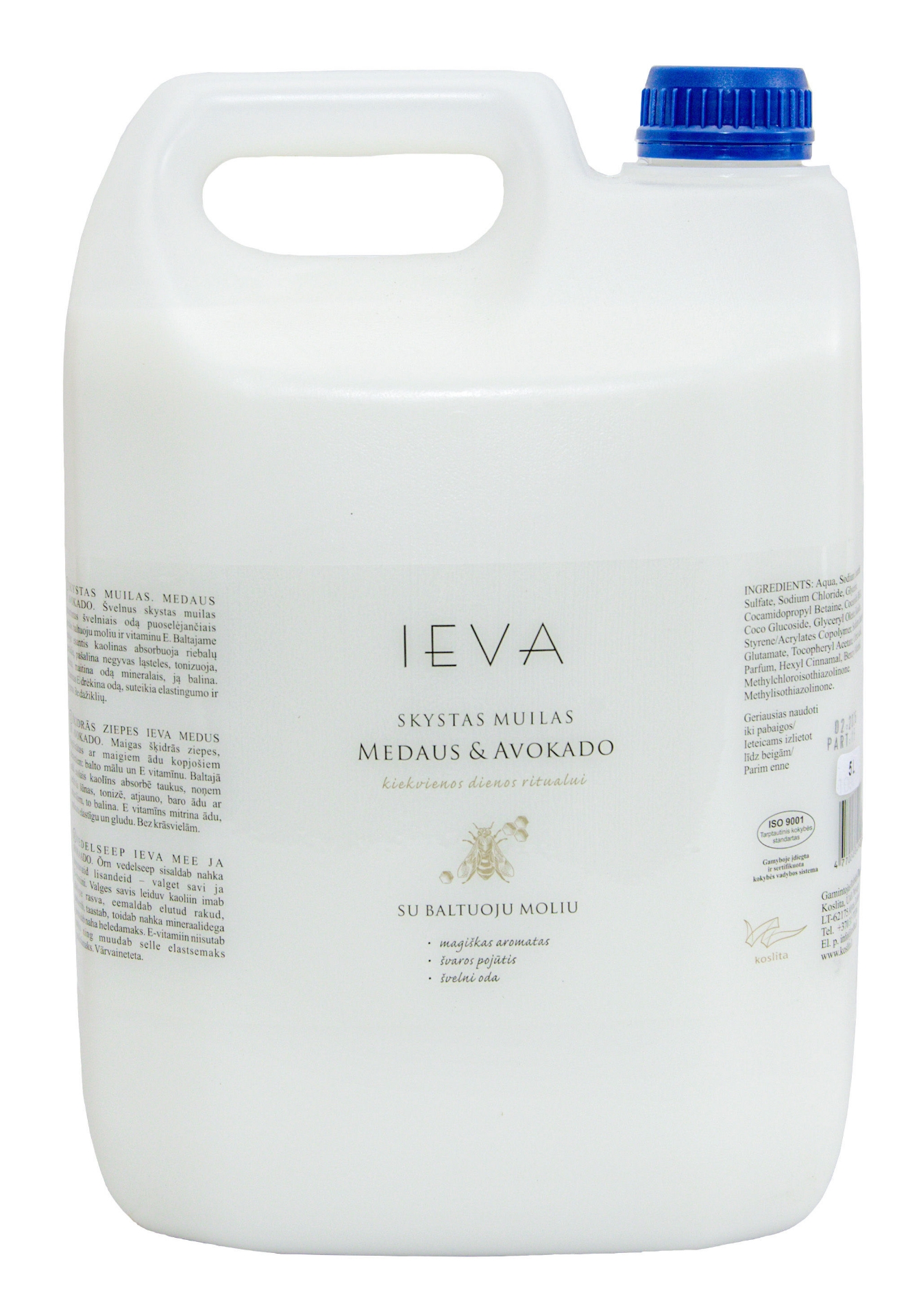 Skystas muilas IEVA MEDAUS IR AVOKADO 5 l