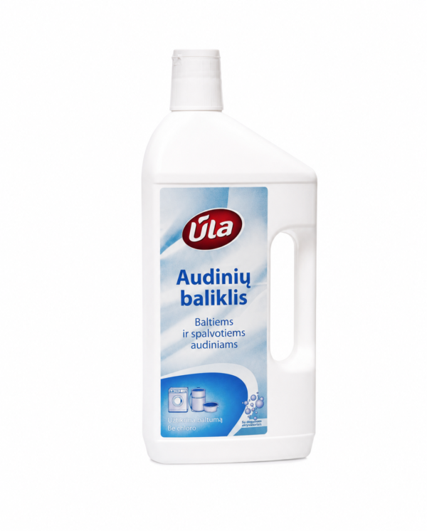 ŪLA – audinių baliklis baltiems ir spalvotiems audiniams, be chloro, 0,9 L