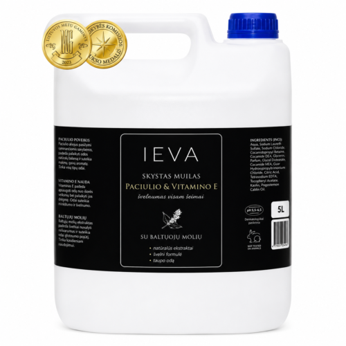 Skystas muilas IEVA PAČIULIO IR VITAMINO E 5 l