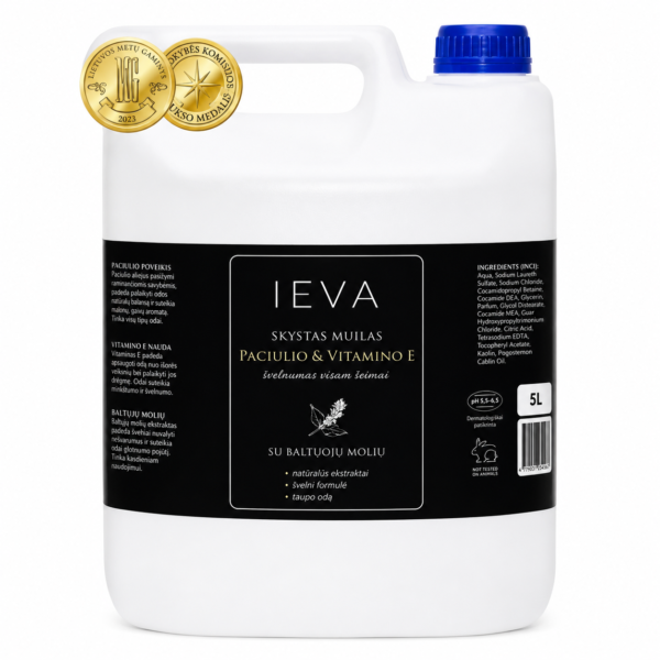 MUI Skystas muilas IEVA PAČIULIO IR VITAMINO E 5 l