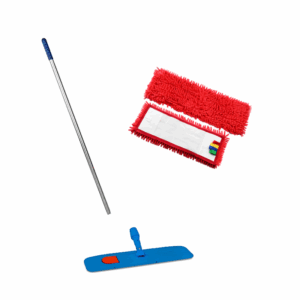Grindų plovimo komplektas su CHENILLE raudona šluoste, 40 cm (aliuminis kotas, laikikiklis, šluostė)