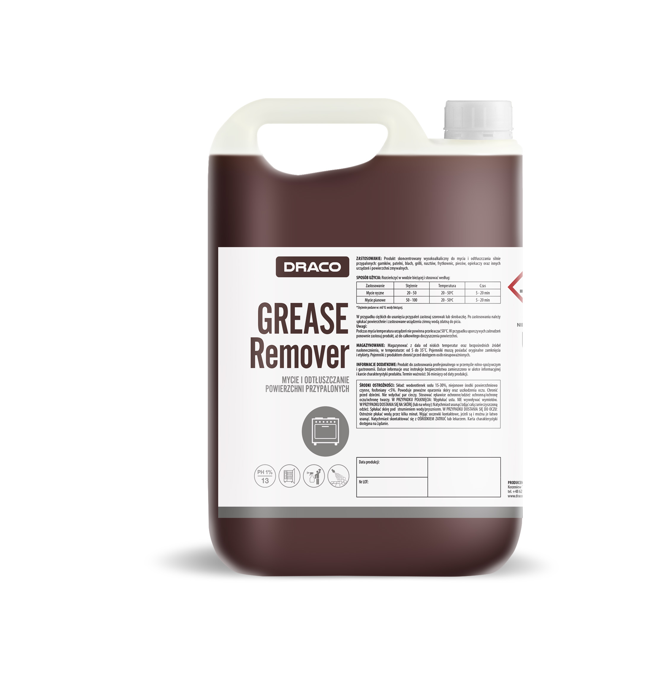 GREASE Remover Draco 5L,Apdegusių paviršių valymas ir riebalų šalinimas