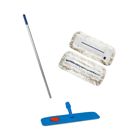 Grindų plovimo komplektas su HOSPITAL šluoste, 40 cm (aliuminis kotas, laikiklis, šluostė)