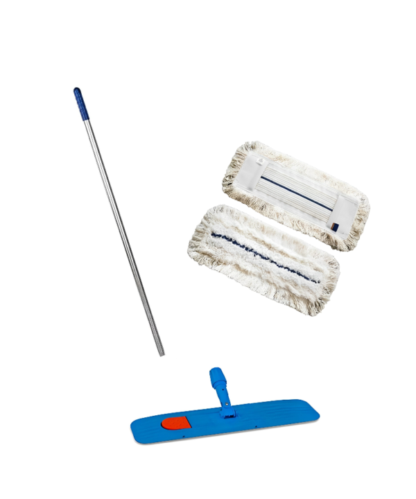 Grindų plovimo komplektas su HOSPITAL šluoste, 40 cm (aliuminis kotas, laikiklis, šluostė)