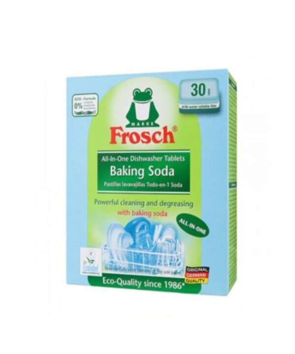 Indų plovimo tabletės indaplovei FROSCH su soda, 30vnt.
