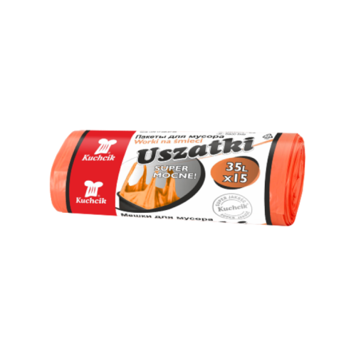 Šiukšlių maišai KUCHCIK 35L/15vnt oranžinės spalvos