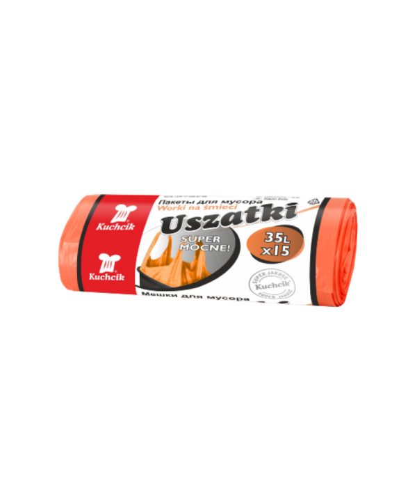 Šiukšlių maišai KUCHCIK 35L/15vnt oranžinės spalvos